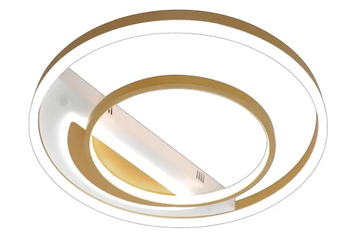 Люстра потолочная с пультом LED LAMPS 81311 Natali Kovaltseva золотая на 1 лампу, основание белое золотое в стиле хай-тек с пультом кольца фото 2